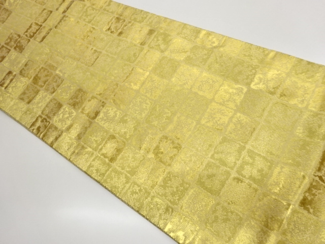 JAPANESE KIMONO / CHECKERED PATTERN WOVEN FUKURO OBI